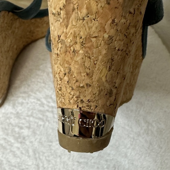 Jimmy Choo Blue and White Wedge Sandals - Picture 5 of 17